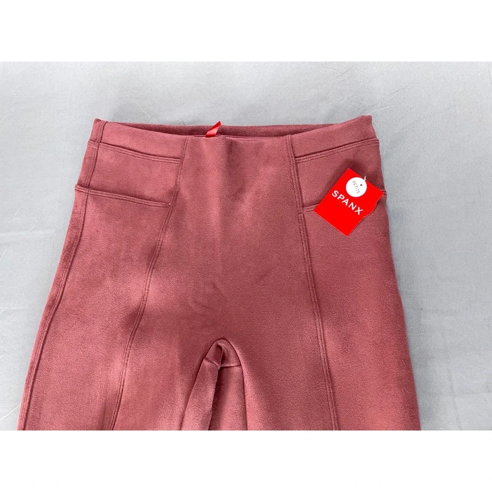Spanx Faux Suede Pull On Leggings In Rich Rose. Women's Size XSP, NWT!! - Picture 2 of 5